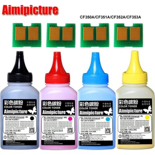 4 toner powder +4 toner chip CF350A CF351A CF352A CF353A 130A CF350 toner powder for HP Color LaserJet Pro MFP M176n MFP M177fw