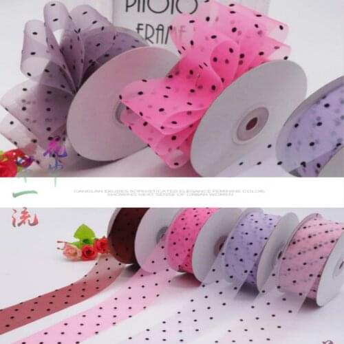 40mm 1meter/45meters Organza Dots Ribbon DIY Wedding Party Home Decor Christmas Handmade Gift Wrapping Lace Chiffon Ribbons
