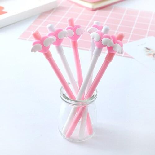 48pcs/lot Creative stationery wing gel pen cute girl writing tools office school pen promotion gift prize