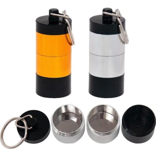 50pcs Gold & Silver New Brand Portable 4 Layers Pill Box Container Metal Pill Cases Jars Storage Holder Keychain
