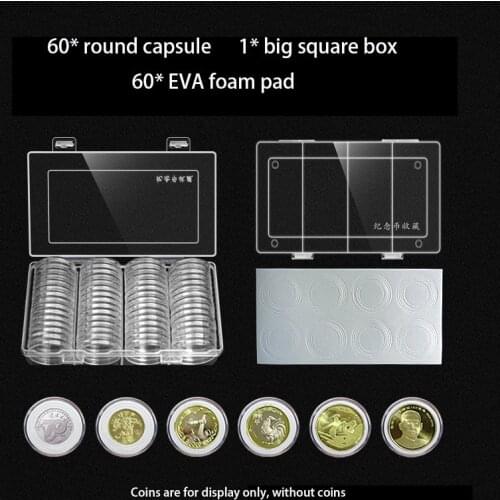 60/100 Pcs Transparent Coin Storage Box 20/25/27/30mm Round Coin Capsules Containers Clear Coin Protector Case Coin Collection