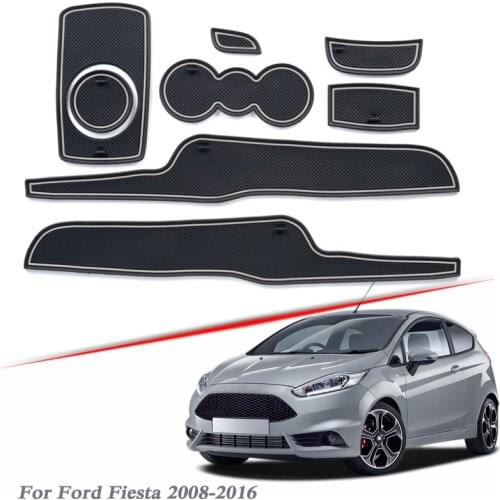 8pcs Car Styling For Ford Fiesta 2008-2016 Latex Gate slot pad Interior Door Groove Mat Non-slip dust Accessory