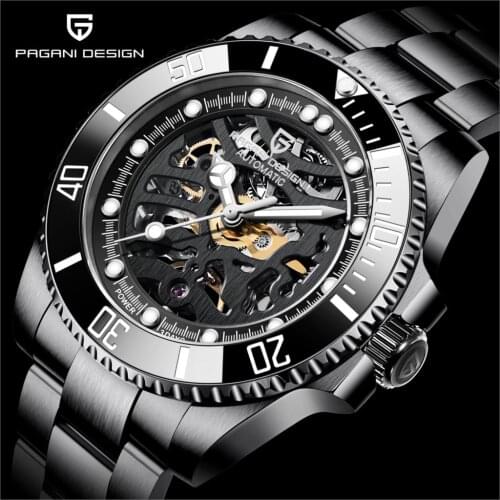 Pagani Design 2021 New Casual Fashion Mens Automatic Mechanical Watch Sapphire Hollow Design Waterproof Watch Relogio Masculino