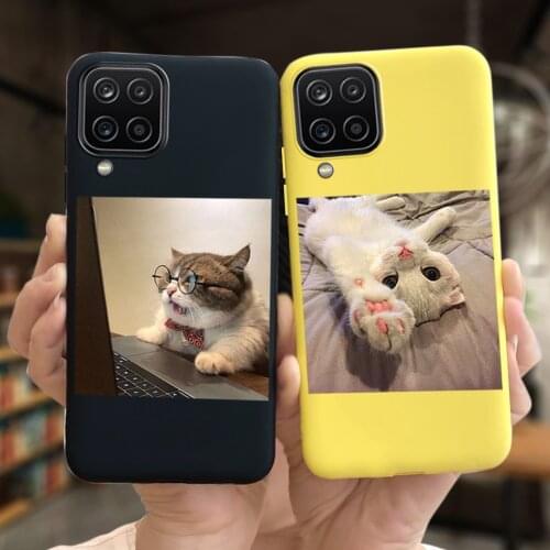 Phone Case For Samsung Galaxy A12 Case 6.5" 2020 Soft TPU Silicon Protective Cover Coque For Samsung A 12 SM-A125F Funny Cat Dog