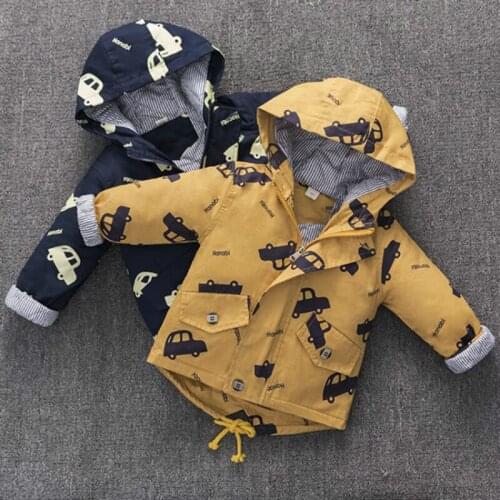 Childrens Cotton Jacket Toddler Childrens Winter Girls Boys Cotton Padded Clothes Infant Baby Boys Car Print Windbreaker Coat