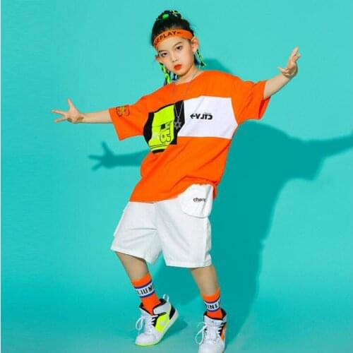 Kids Hip Hop Costumes Boys TShirts Cargo Shorts Pants Street Dancewear Girls Jazz Performance Clothes Jazz Modern Dance Clothing