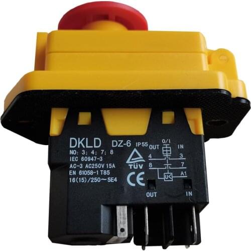 DKLD DZ-6 Electromagnetic Switch Emergency Stop Pushbutton Switches for Industrial Machine Tool Equipment Ac 250V 16(15)A 5E4