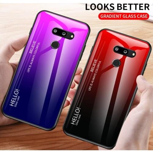 For LG G8 ThinQ Case Fashion Hard Tempered Glass Luxury Gradient Protective Back Cover case For LG G8 Full cover phone shell