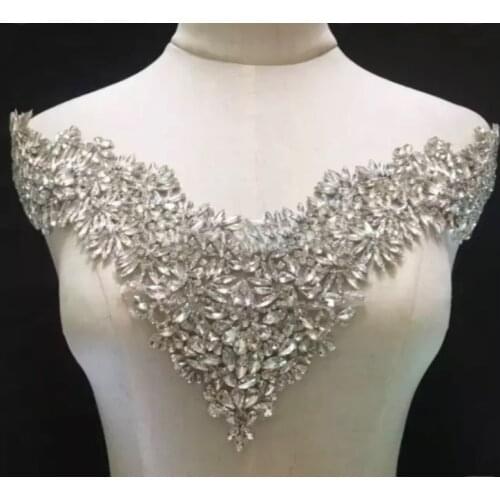 FA-custom handmade 1 piece all stones applique patch