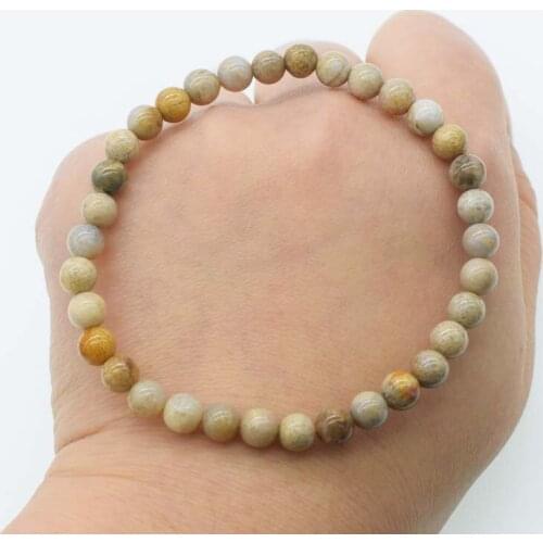Coral gemstone round 6mm bracelet 7.5inch FPPJ wholesale beads nature gemstone