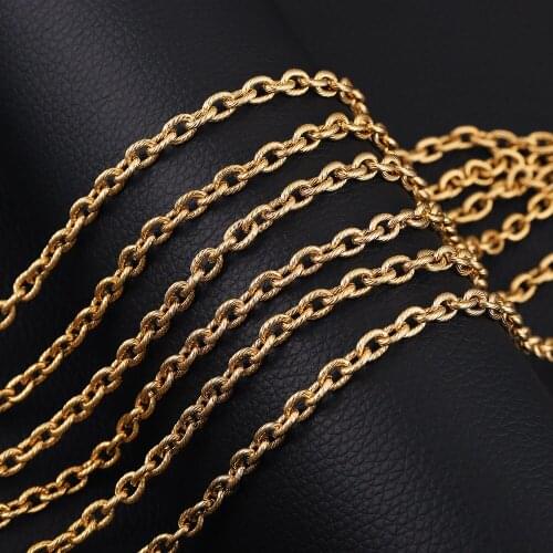 1 Meter Gold Width 5mm Stainless Steel Twist O-chain Bulk Textured Chunky Chains for Punk Rock DIY Jewelry Making Wholesale