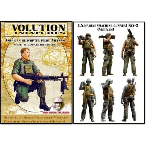 1/35 scale Vietnam War US Army Gunners 2 People miniatures Resin Model Kit figure Free Shipping