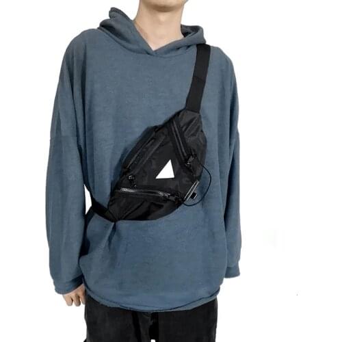 Chest Bag for Men Waist Bag Canvas Fanny Pack Boy Street Reflective Crossbody Pack Casual Travel Bags Hip Hop Shoulder Pack New