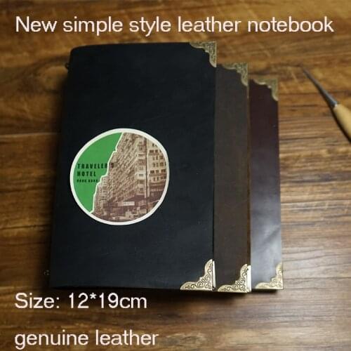 New handmade genuine journal leather travelers notebook writing pads kraft paper high quality spiral school supplies notebook