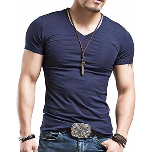 New Arrival jeansian Men Summer Casual Basic Top T-Shirt Slim Fit Short Sleeves Designer USA Sizes S-XXL AMA003 Navy