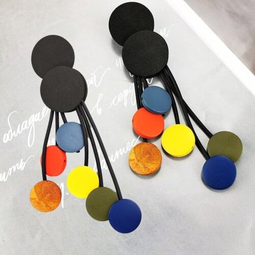 UKEBAY New Wood Earrings For Women Long Big Earrings Gothic Jewelry Handmade Multicolor Drop Earring Party Birthday Gift Boho