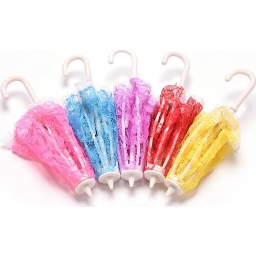 New Lace Umbrella Doll Accessories Handmade Dolls Plastic Lace Umbrella For dolls toy Random color