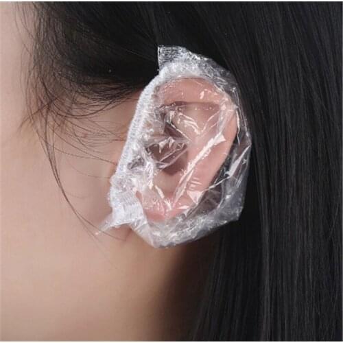 100pcs/lot Disposable Ear Cover Pretty Pro Hair Salon Clear Earmuffs Shower Waterproof Hair Coloring Ear Protector Cover Caps