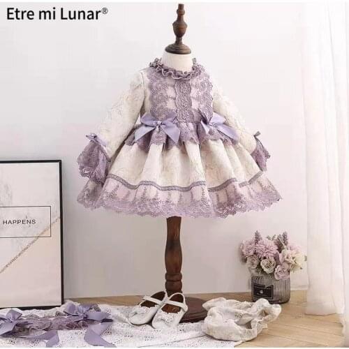 2021 Flower Girl Dress Purple Sweetheart Palace Turkish Princess Ball Gown Dress Birthday Party Dress L4235