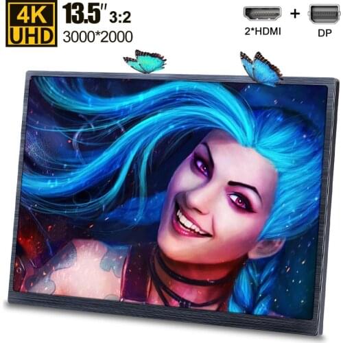 13.5 inch portable monitor 4K for Huawei Ps4 Xbox gaming monitor Raspberry Pi Computer PC laptop second screen HDMI + DP TV 3:2