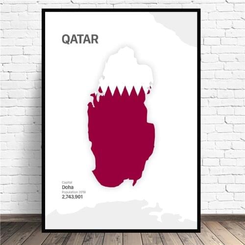 Frame QATAR Map Canvas Painting Wall Art Pictures Prints Home Decor Wall Poster Decoration For Living Room