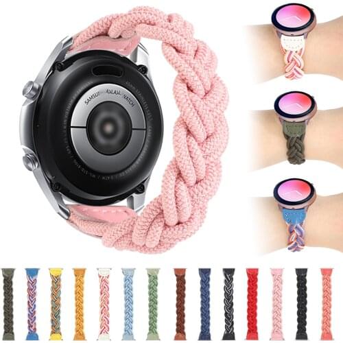 22mm Braided Solo Loop Nylon Strap for Galaxy Watch 3 45mm 46mm/Gear S3 Bracelet for Huawei Watch GT2 46mm Pro Rope Woven Band