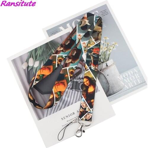Ransitute R1714 Oil Painting Art Key Chain Lanyard Neck Strap For Phone Keys ID Card Creative DIY Hang Rope Lariat Lanyard