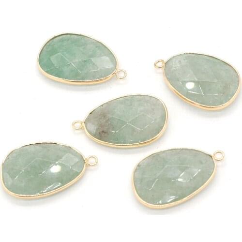 Reiki Aventurines Jades Pendant Womens Healing Stone Made Pendant Natural Agates Stone Jewelry Bracelets DIY 23x34mm