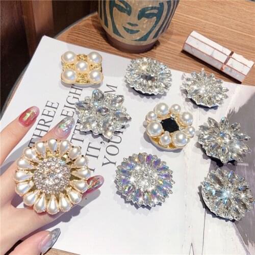 Luxury brand Korea Diamond bling pearl Jewellery phone holder stand for iphone 11 XR for huawei for xiaomi Mirror for Samsung
