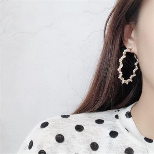 2019 new fashion simulated pearls big Hoop earrings for women party club wear jewelry accessories gifts fce068