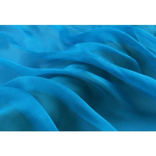 Howmay 100% pure silk fabric chiffon 5.5m/m 140cm 55" turquoise blue 88# color for scarf dress scarf decoration