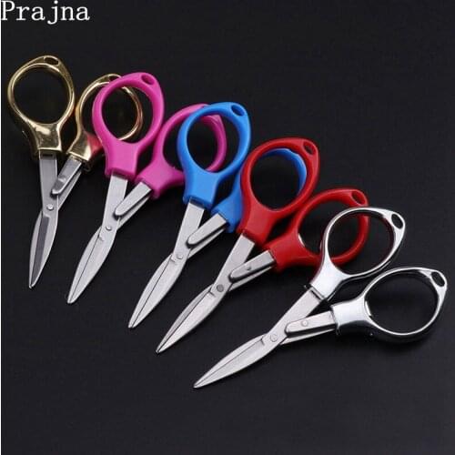 Prajna Stainless Steel Folding Scissors 5 Color Embroidery Thread Cutter Scissors Sewing Shears Sharp Blade Office Scissors