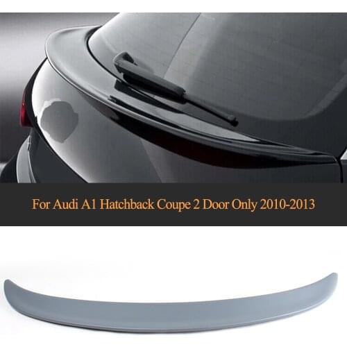Grey PU rear trunk spoiler boot Mid lip Wing Spoiler for Audi A1 Hatchback Coupe 2 Door Only 2010 - 2013
