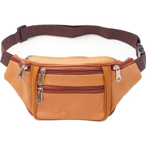 Men Genuine Leather Waist Bag Leather Fanny Pack Hip Purse Travel Carry On Pouch Bags High Quality fashion For Phone Pouch