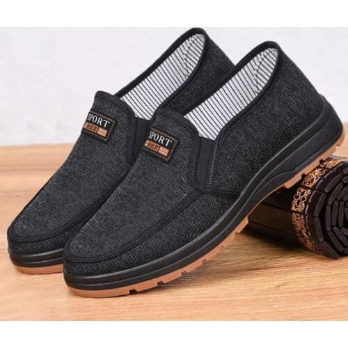 Spring Casual Men Walking Black Cotton Shoes Espadrilles Kongfu Mens Slip On Shoes Flat Mens Footwear Man Canvas Shoes