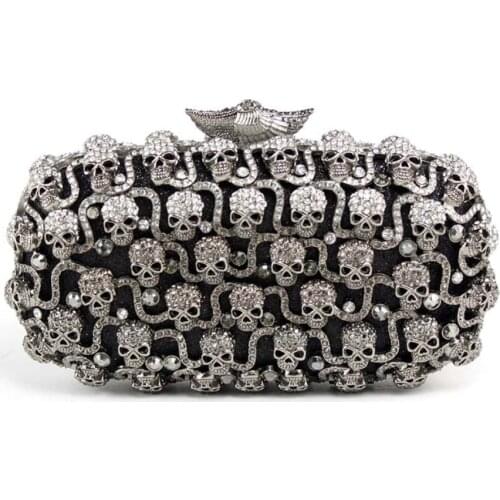 Skull clutch bags evening purse luxury crystal women party bags ladies prom glitter wallet wedding pochette Purse crossbody Bag