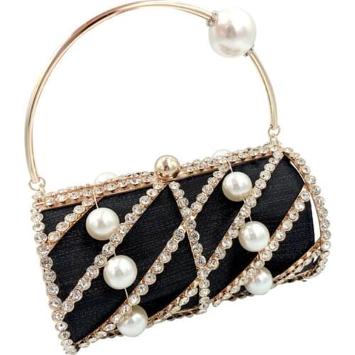Hollow Out Diamonds Evening Clutch Bag Women 2021 New Small Barrel Shaped Handbags for Women Metal Cage Handbag Rhinestone Purse