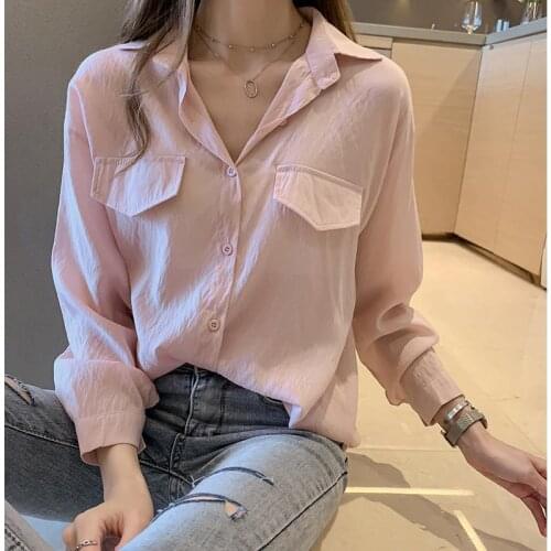 Blouse Women 2020 Spring and Autumn Loose White Shirt Womens Top Mid-Length Shirts Blusas Ropa De Mujer