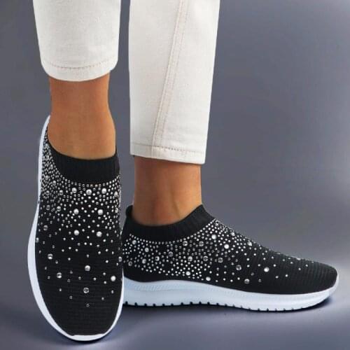 Big Size Summer Mesh Sneakers Sock Woman Running Shoes Women Sports Shoes Woman Sneakers Woman Sport Black Knitted Knit GME-1827