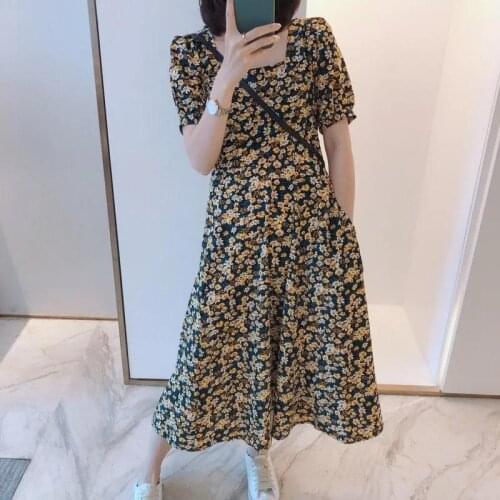 Dress Women Summer Female floral 2021 summer temperament accept waist show thin womens new dress Dresses Casual Vestidos WBXf7