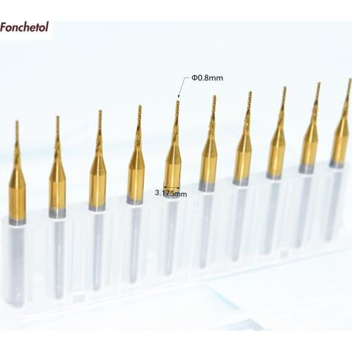 0.8mm,Freeshipping CNC computer machine solid carbide PCB End Mill,TiN coated Printed Circuit Board cutter,Corn milling cutter