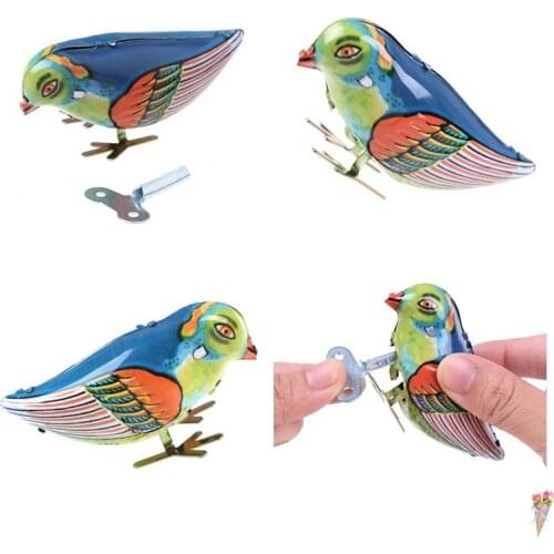 1pcs Vintage Wind-Up Magpie Bird Pecking Tin Toys For Children Mechanical Toy For Kids