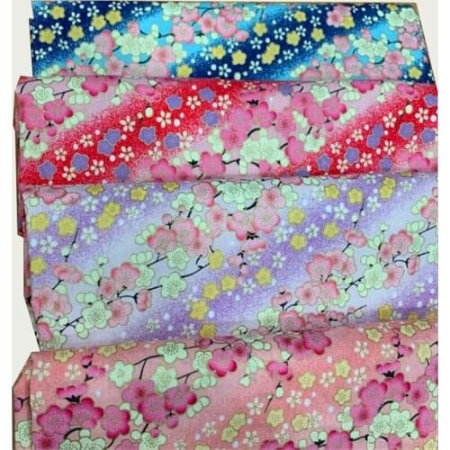 150cm width kimono fabric flower Sliver gold foil print cotton Fabric Cloth dress skirts Garments Crafts Accessories BH10-15