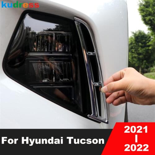 For Hyundai Tucson 2021 2022 2023 ABS Chrome Front Fog Light Lamp Eyebrow Cover Trim Foglight Eyelid Strip Car Styling 2pcs