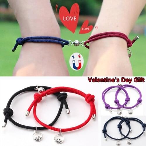 2pcs Couple Magnets Attract Each Other Creative Personality Couple Bracelet Couple Pendants Charm Bracelet Jewelry Lover Gift