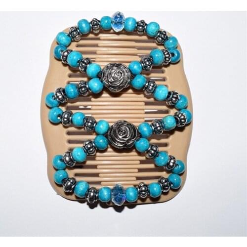 2018 20pcs/lot blue silver flower beads beautiful luxury magic comb