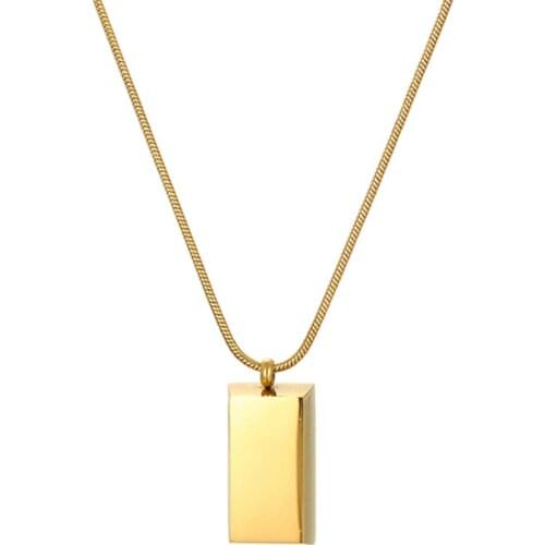 316L Stainless Steel Gold Brick Titanium Steel Necklace Lady Gold Nugget Snake Bone Chain Simple Pendant Necklace