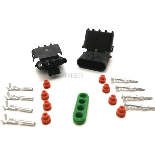 5set 4P 2.5 Series Connector For Weatherpack auto Truck Waterproof Electrical Wire Cable Way Plug Car Harness 18-14 GA