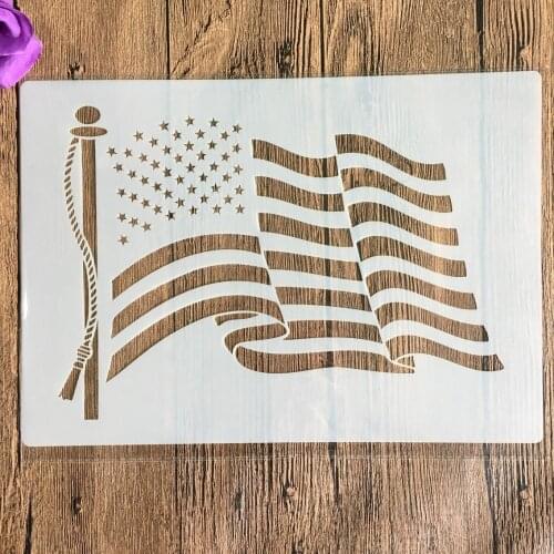 A4 29 *21cm Stars and Stripes DIY Stencils Wall Painting Scrapbook Coloring Embossing Album Decorative Paper Card Template,wall