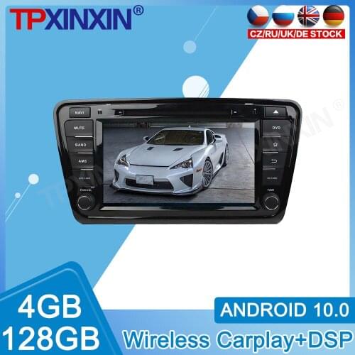 For Skoda Octavia 2014 Android 10.0 4+128GB IPS Screen Automatic Car DVD Multimedia Player Radio Host GPS GPS MAP Navigation DSP